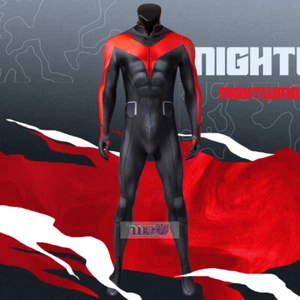 Batman Arkham City Nightwing Cosplay Costume Bodysuit Zentai Tight Red - Picture 1 of 9