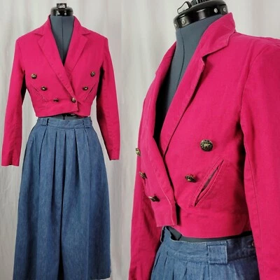 Chaqueta corta vintage Gitano Express magenta brillante doble pecho talla S Foto 1 de 4