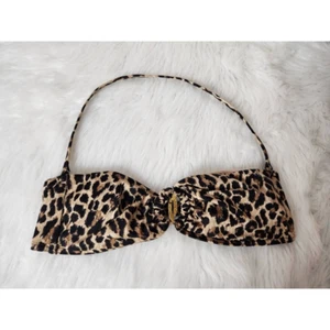 Victorias Secret Womens Bikini Swim Top Brown Animal Print Leopard Sexy Halter M - Picture 1 of 3