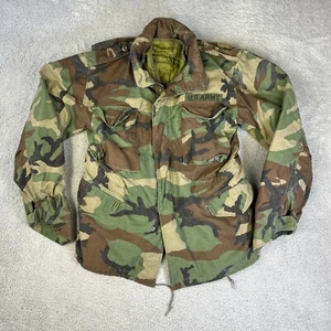 Vintage US Army Field Jacket Medium BDU Camo Cold Weather Coat w/ Liner Faded - Picture 1 of 10
