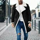 Mens Fleece Fur Lined Lapel Collar Parka Coat Winter  Jacket Fashion Outwear B05