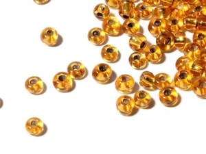 Lot vintage Czech silver lined transparent topaz seed glass beads (15g) 3mm - Picture 1 of 1