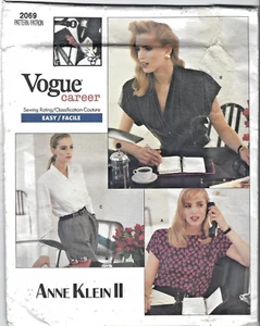 Vogue Sewing Pattern 2069, Anne Klein Blouse in 3 Styles, Size 12 - 16 - Picture 1 of 3