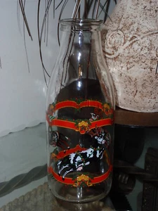 Reindeer Christmas Holiday Cow Glass Bottle Red Sherwood Brands From France - Picture 1 of 5