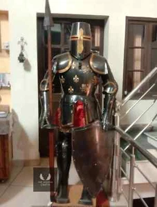 Full Size 6 Feet Tempelritter Rüstung Mittelalter Römer Rüstung Anzug Einfarbig - Bild 1 von 5
