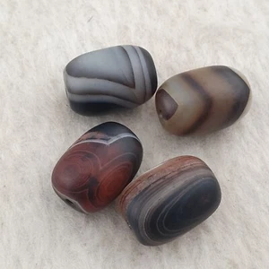 Natrual Eyes Himalayan Tibetan Suliemani Agate Beads Lot of 4 - Picture 1 of 22