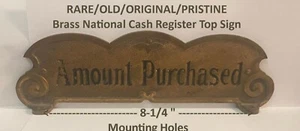 V VERY RARE OLD Small "Three-Hump Brass National Barber Shop Cash Register Sign - Picture 1 of 2
