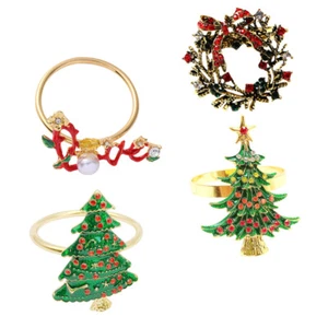4 Stück Tischserviettenringe Weihnachten Stil Serviettenringe Serviettenringe Accessoire - Bild 1 von 12