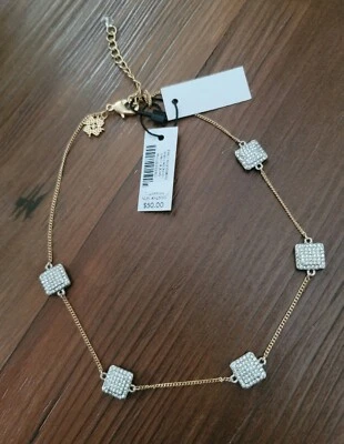 NWT WHITE HOUSE BLACK MARKET WOMEN'S CHAIN NECKLACE GOLD AND SILVER TONE PAVE CZ - Image 1 of 3