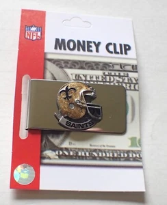 NEW ORLEANS LOUIS SAINTS MONEY CLIP STAINLESS STEEL W/PEWTER EMBLEM - Picture 1 of 4