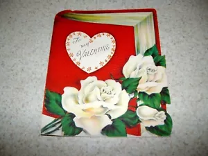 1950s A Valentines card Book and White Flowers Gatto New York - Picture 1 of 4