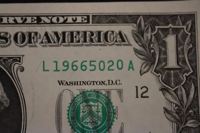 ONE DOLLAR FANCY BIRTHDAY/ANNIVERSARY NOTE  MAY 20, 1966 UNC  SN # L 19665020 A - Image 1 of 3