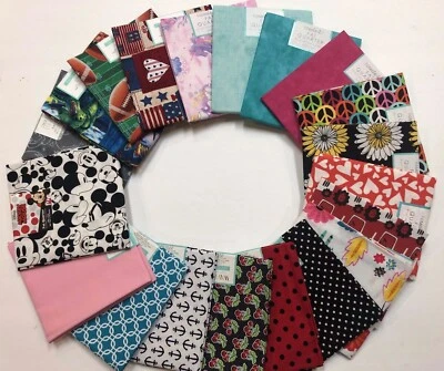 Set of 20 Various Colorful Fabric Fat Quarter 18 x 21 inches 100% Cotton - Image 1 of 4