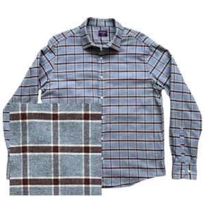 Untuckit Flannel Long Sleeve Shirt Mens Sz Large Gray Maroon Red Plaid Button Up - Picture 1 of 8