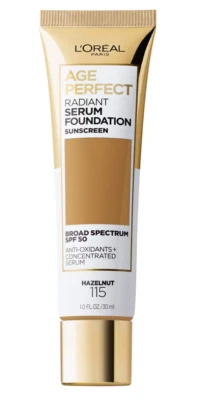 L'Oreal Age Perfect Radiant Serum Foundation Sunscreen SPF 50 (1.0oz) Hazelnut, - Image 1 of 4