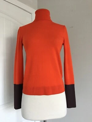 RAG & BONE JESSICA NARANJA MARRÓN LANA MERINO CUELLO ALTO SUÉTER TALLA XXS Foto 1 de 4