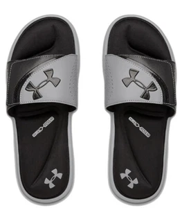 Under Armour Youth Boy's Size 2Y  Ignite VI Slip On Black/White Slides NWT. - Picture 1 of 5