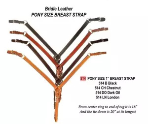 Tory Leder PONY 1"" Brustkragen Trense Leder #514 Auswahl von 4 Farben ~ NEU - Bild 1 von 9