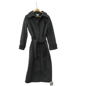 Top Shop Coat Size XS Grey Polyester Blend Women's Long Belted Preloved - Picture 1 of 24