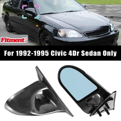 Car Door Wing Rear View Side Mirrors 2PCS For 1992-1995 Honda Civic Sedan 4dr - Изображение 1 из 4