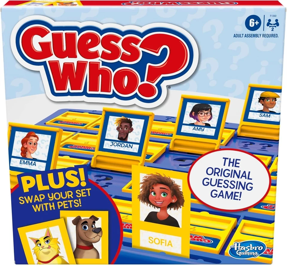 Hasbro Gaming ¿Adivina quién? Juego de mesa, con cartas de personas y mascotas, el original Foto 1 de 4