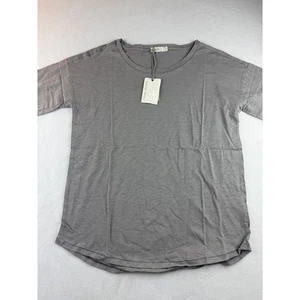 Barefoot Dreams Malibu Dove Gray Slub Jersey Dropped Shoulder Tee Women M - Picture 1 of 10