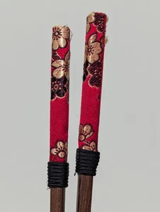 Vintage Japanese Lacquered Wood Chopstick Set Cherry Blossom - Picture 1 of 5