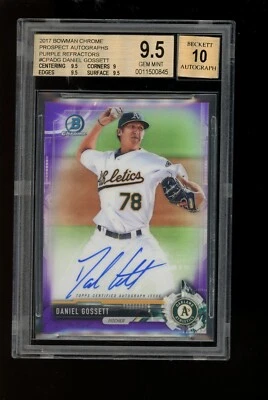 2017 Bowman Chrome Daniel Gossett Purple Refractor A's BGS 9.5 10 Auto /250 - Image 1 of 2