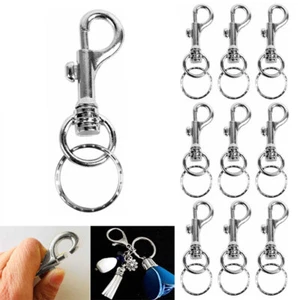 10 Pc Swivel Clasp Snap Hook Silver Spring Clip Metal Key Ring Lobster Keychain - Picture 1 of 1