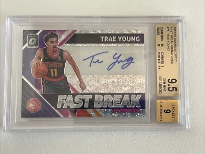 2018-19 PANINI TRAE YOUNG ROOKIE DONRUSS OPTIC FAST BREAK AUTOGRAPH RC BGS 9.5 - image 1 of 4