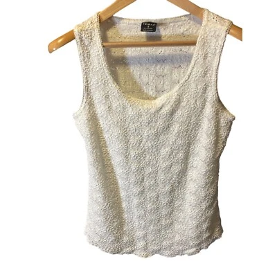 Top tribal blanco floral con cordones de encaje sin mangas cuello redondo talla pequeña Foto 1 de 4