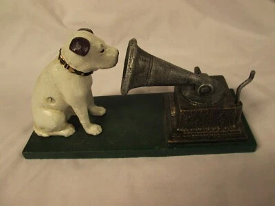 Cast Iron Nipper Dog Figurine on Green Base, Rogers Foundry, Birmingham - Image 1 of 4