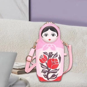 Russian Dolls Crossbody Bag Unisex with Zipper Closure PU Leather Shoulder Bag - Picture 1 of 12