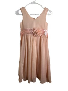 Bow Dream Girls Size 10 Pink Sleeveless Flower Girl Junior Bridesmaid Dress - Picture 1 of 2