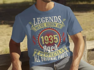 90th Birthday Men's T-Shirt Born 1935 Legend Celebrate 90 Years old - Picture 1 of 7