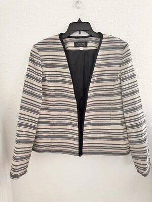 Black Label by Evan Picone Women’s Blazer 16 Beige Striped Basic Office Academia - Image 1 of 4