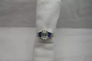 Estate Solid 18kt Natural Aquamarine, Tanzanite and Diamond Ring, Signed - Picture 1 of 14