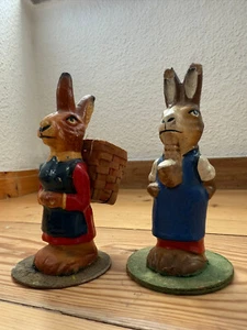 2x Oster Hase Pappe Masse um 1900 Dresden Erzgebirge - Bild 1 von 8