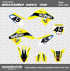Kit de calcomanías gráficas para Suzuki DRZ70 (2008-2019) DRZ 70 equipo azul amarillo kit - Imagen 1 de 2