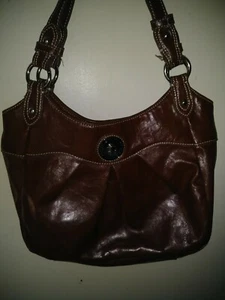 Sag Harbor- Brown Faux Leather Hand Bag Purse. Shoulder Bag - Picture 1 of 5