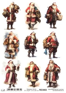 Papel de arroz A4 seda de paja decoupage Navidad Papá Noel Papá Noel RE3993 - Imagen 1 de 1