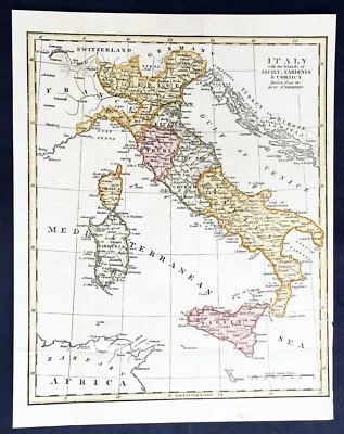 1796 Aaron Arrowsmith Antique Map of Italy, Sicily, Corsica & Sardinia - Image 1 of 2