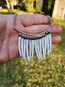 Handcrafted necklace earring set good luck white dentalium shells dream catcher - Picture 1 of 3