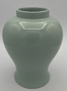 Vintage Nora Fenton Green Grayish Ceramic Vase - Made In Italy - 8.2” T- Decor