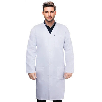DR Uniforms™ Collarless Higher Cotton Unisex Lab Coat (60% Cotton / 40% Polyeste - Image 1 of 4