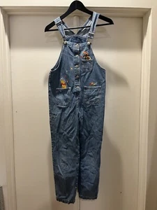 VTG 90s Winnie The Pooh Denim Overalls Size 12 Kids Super Embroidered RARE Teen - Picture 1 of 7