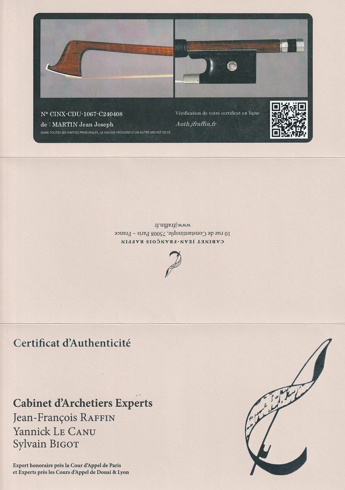 A very fine French violin bow made by Jean Joseph Martin ca. 1880, very nice! - Image 1 of 4