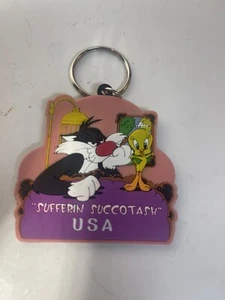 Vtg 1996 WB Sylvester And Tweety Vinyl Keychain - Picture 1 of 2