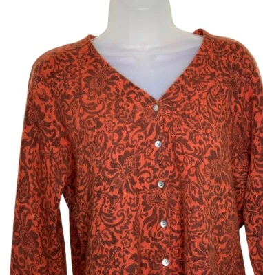 Cárdigan Suéter Vintage Jillian Jones Para Mujer Grande Marrón Óxido Paisley Botones Foto 1 de 4