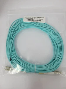 15m LC-LC Duplex 50/125 OM3 Multimode Fiber Cable Aqua - Picture 1 of 4